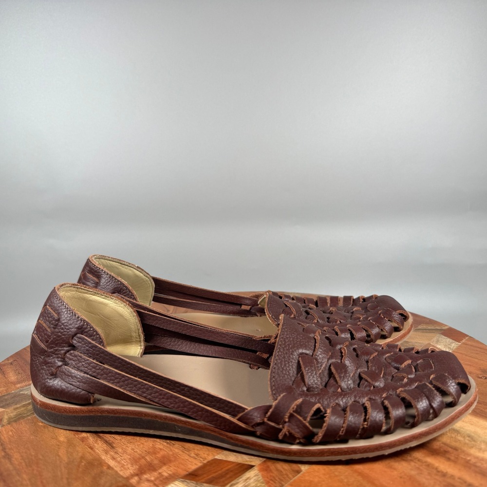 Nisolo Huarache Leather Woven Sandals Brandy Brown Flat Shoes Womens 7.5 Peru